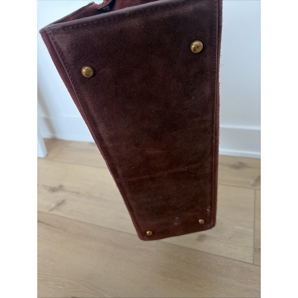 NWT Margot New York Genuine Suede Bowling Bag Tote Maroon NEW $200 Double Handle - Picture 6 of 10